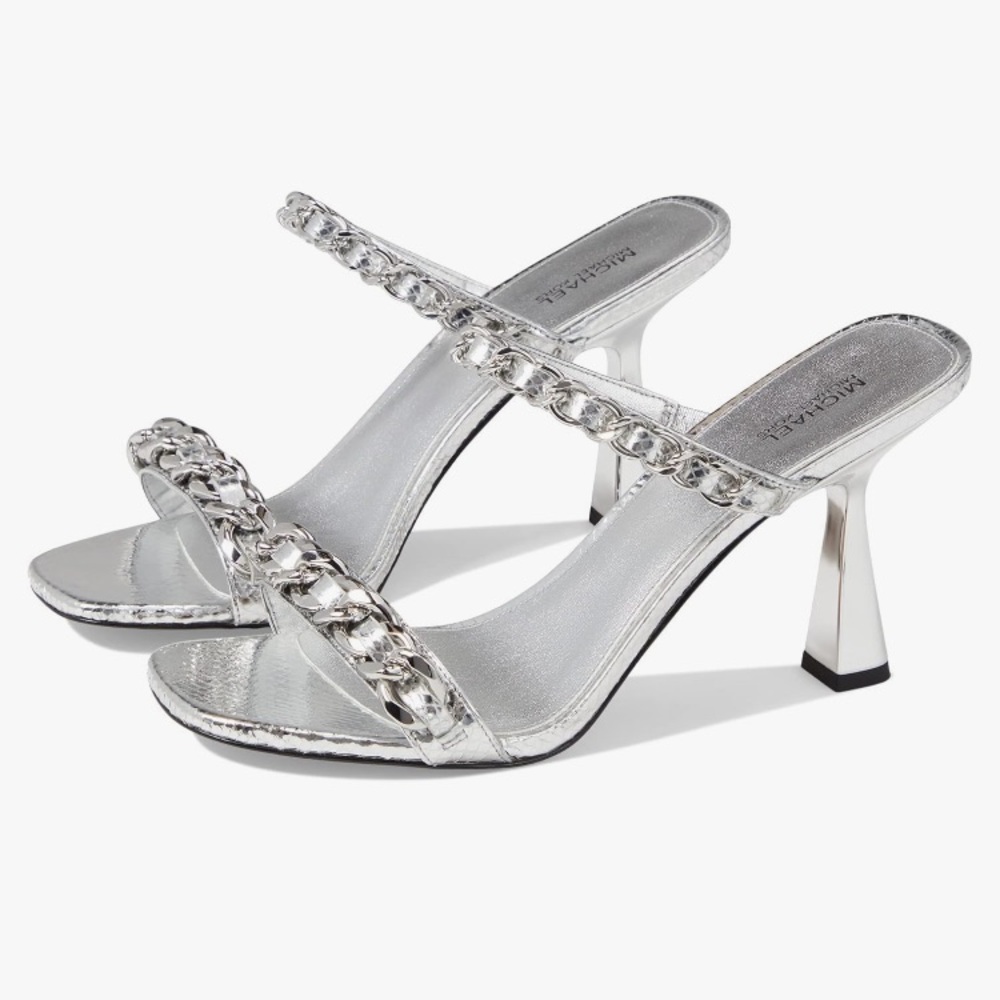 New MICHAEL KORS Clara Embellished Leather Sandals